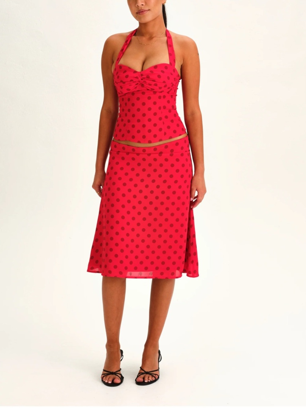 Dear Frankie Saskia Midi Skirt Set in Scarlet Size SMALL NWT